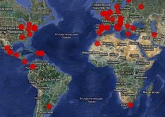 Скриншот интерактивной карты, на которой показаны участники акции 18 декабря