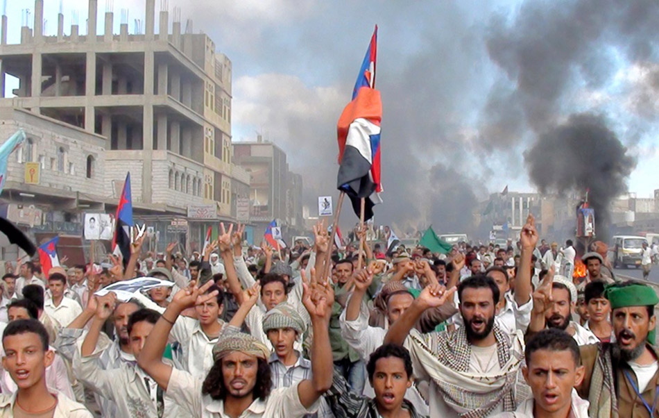 Радфан (Йемен). Участники антиправительственной демонстрации в регионе Радфан на юге йеменской провинции Лахедж. 27 января 2011 года