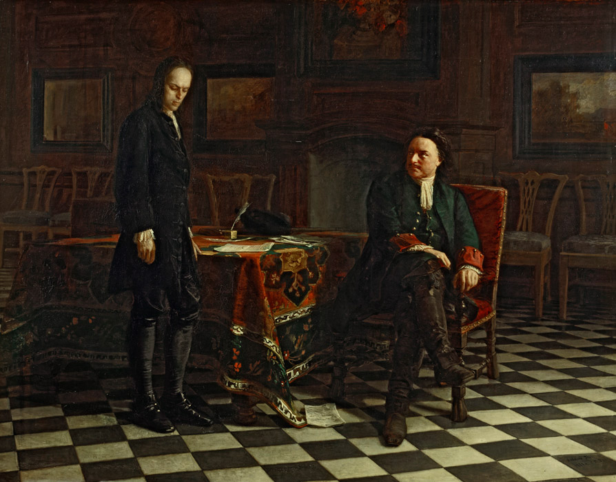 Николай Ге. Петр I допрашивает царевича Алексея Петровича в Петергофе. 1871