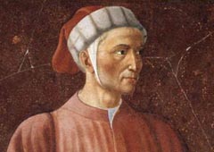 Данте на фреске виллы Кардуччо Андреа дель Кастаньо (1450)