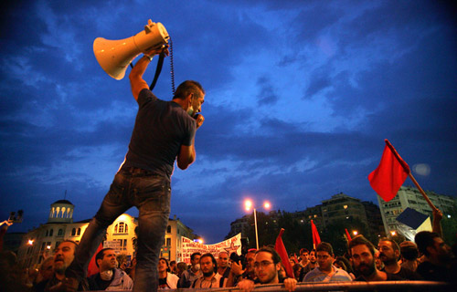 Демонстрация протеста в городе Салоники, Греция
