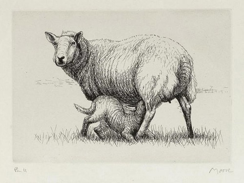 Генри Мур. Овца с ягненком. 1972 