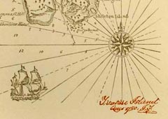 Карта Острова сокровищ из первого издания книги Стивенсона (1883)